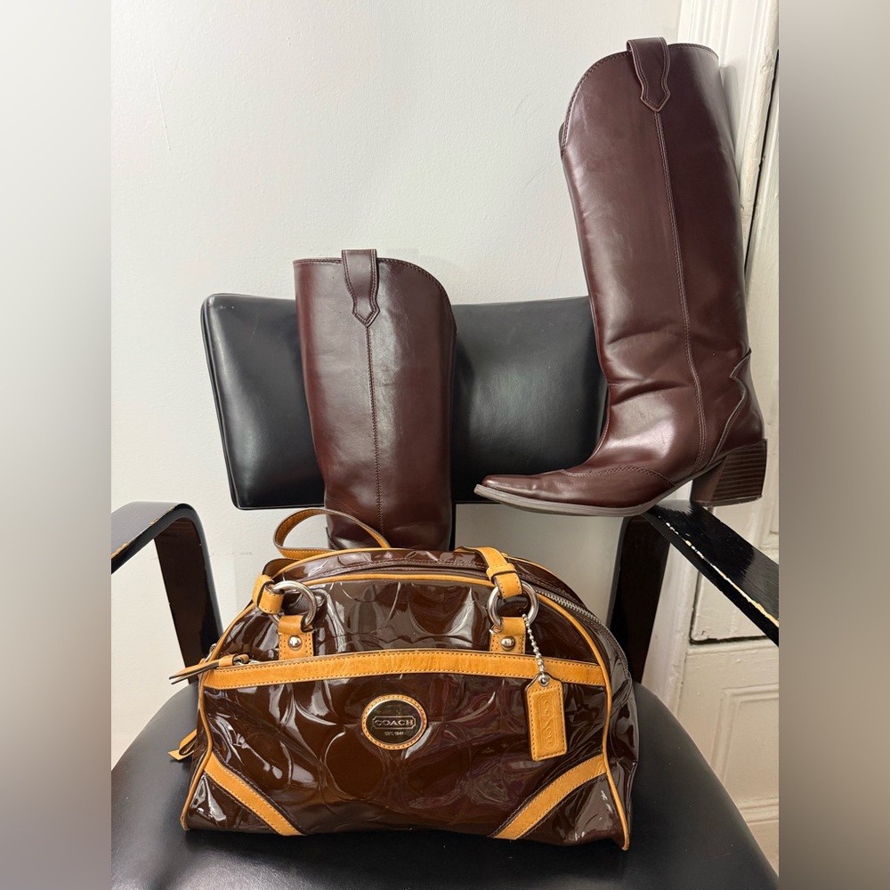Coach patent leather Brown shoulder bag - Picture 4 of 10